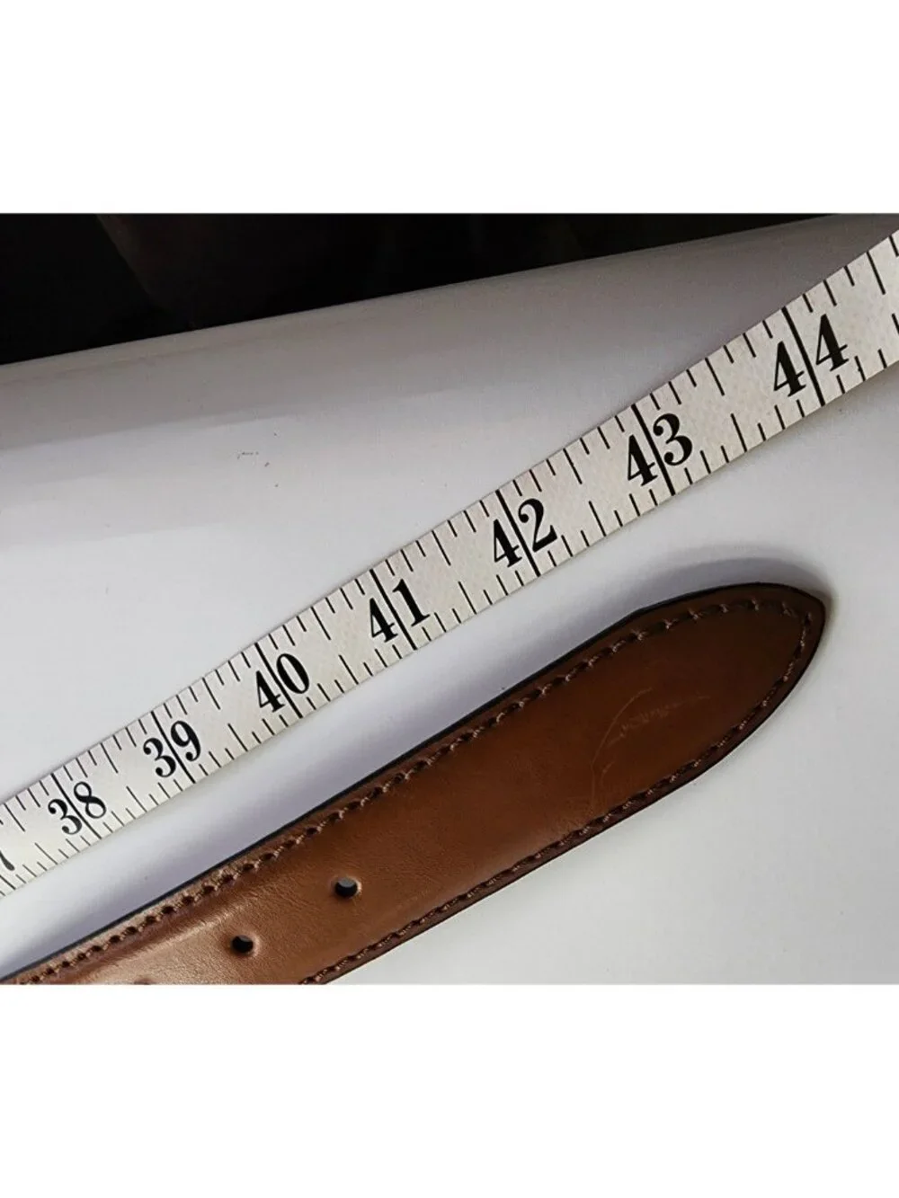 Men's Brown Leather Belt Silver Tone Buckle Size 36 Handmade in Italy Casual